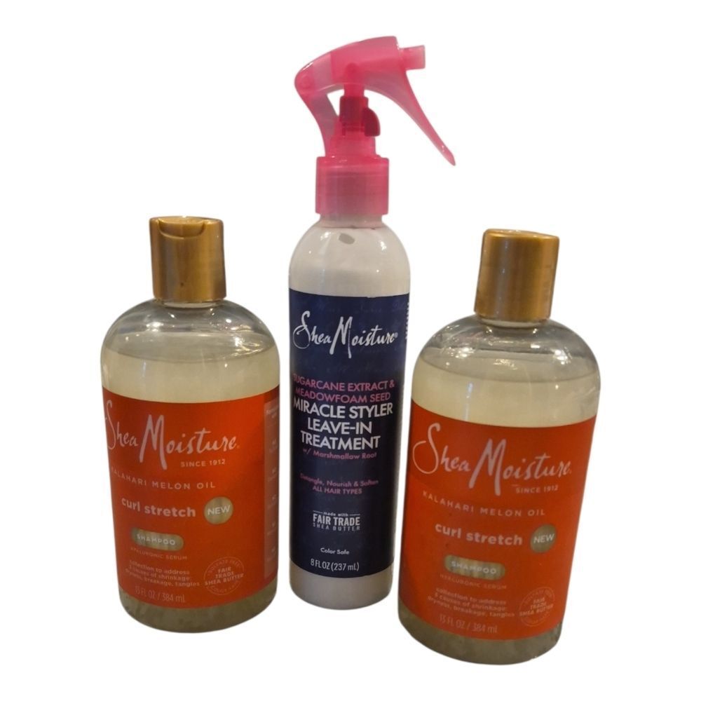 Shea Moisture 2 Curl Stretch Shampoo & Leave In Styler Treatment Hair Bundle New